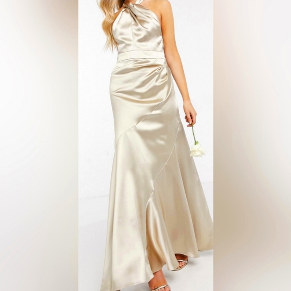 Champagne Satin Formal Gown - Picture 1 of 3